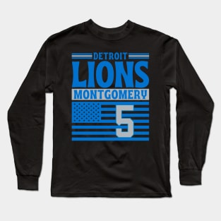 Detroit Lions Montgomery 5 American Flag Football Long Sleeve T-Shirt